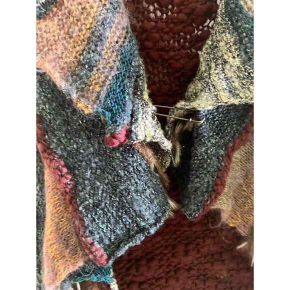 M.&Kyoko Artsy Vest Wool Blend Mixed Media Knit Multicolored Size One Size JL - Picture 4 of 8